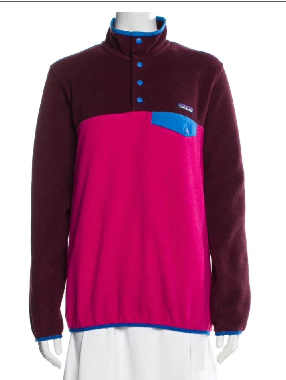 Patagonia Synchilla Pink Burgundy Snap-T Fleece Pullover Sweater Women's Medium